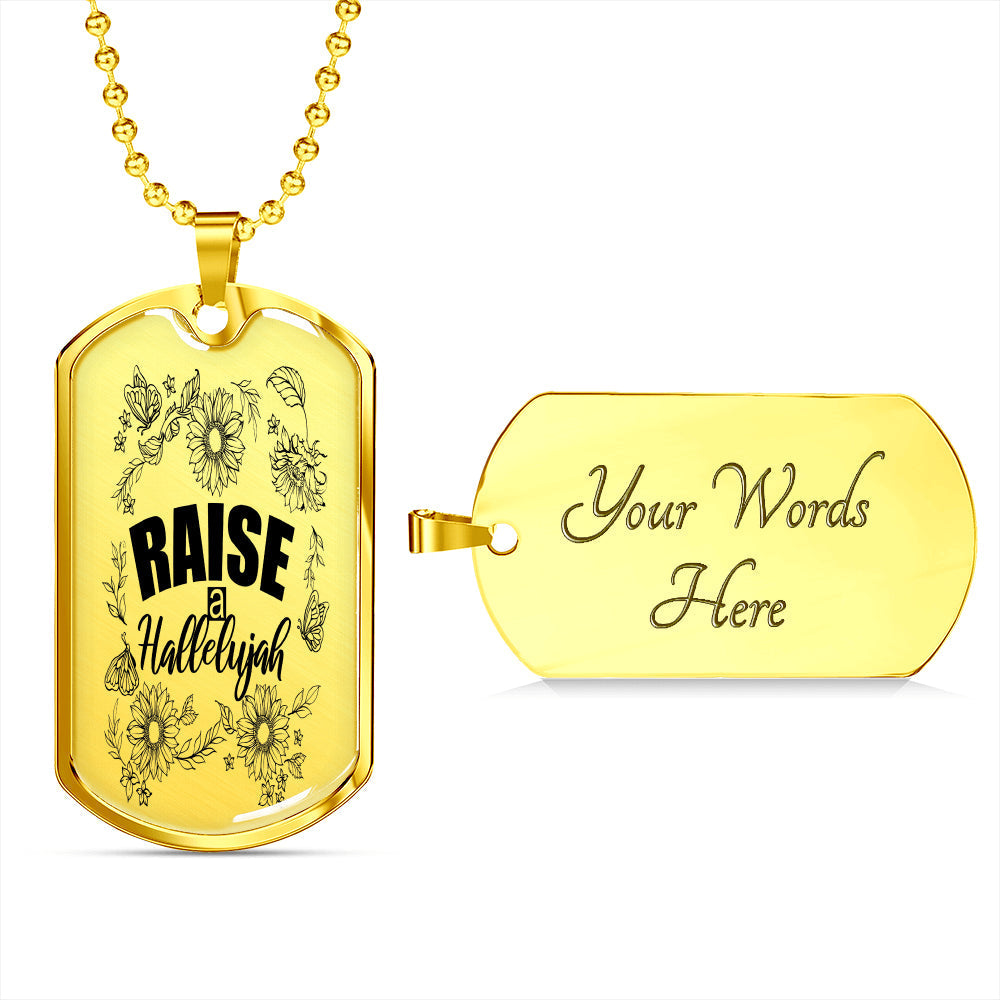 Raise A Hallelujah Necklace Stainless Steel or 18k Gold Dog Tag 24" Chain-Express Your Love Gifts