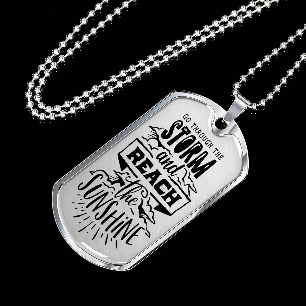 Reach The Sunshine Dog Tag Stainless Steel or 18k Gold 24" Ball Chain-Express Your Love Gifts