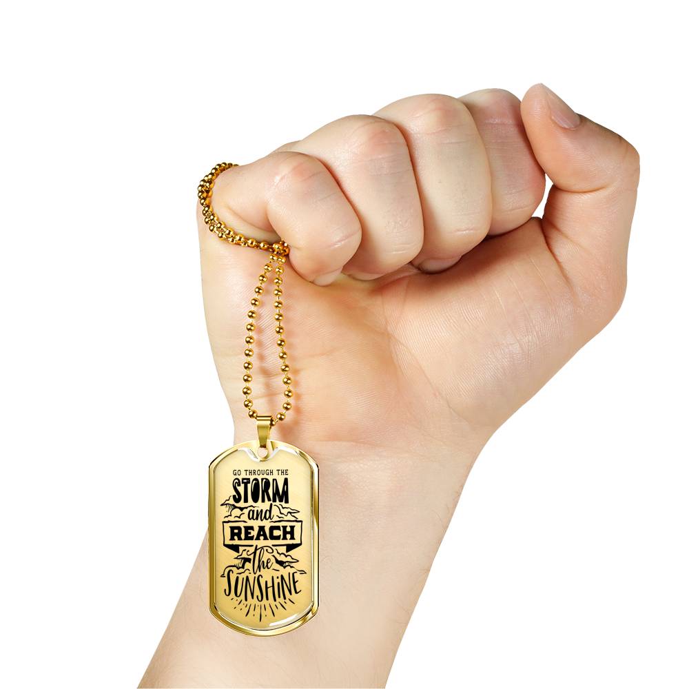 Reach The Sunshine Dog Tag Stainless Steel or 18k Gold 24" Ball Chain-Express Your Love Gifts