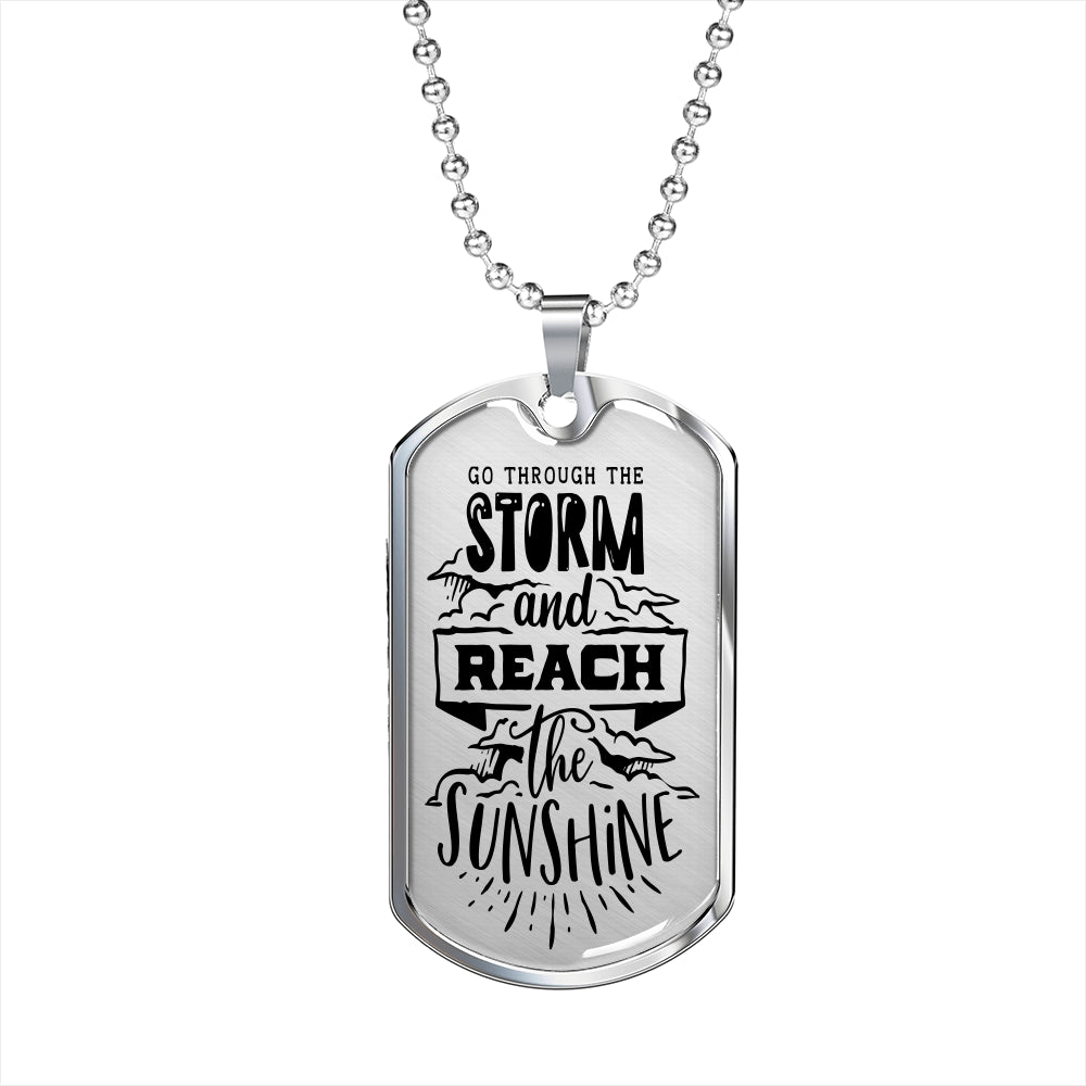 Reach The Sunshine Dog Tag Stainless Steel or 18k Gold 24" Ball Chain-Express Your Love Gifts