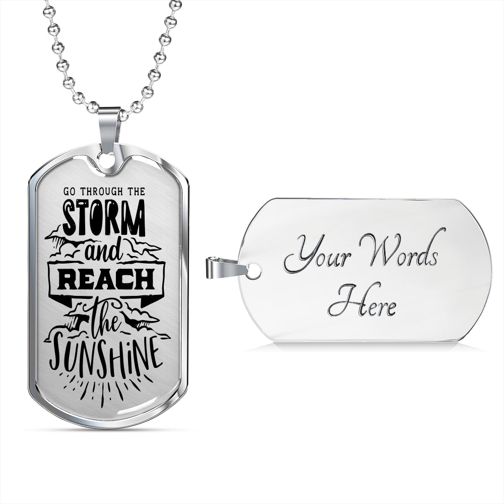 Reach The Sunshine Dog Tag Stainless Steel or 18k Gold 24" Ball Chain-Express Your Love Gifts