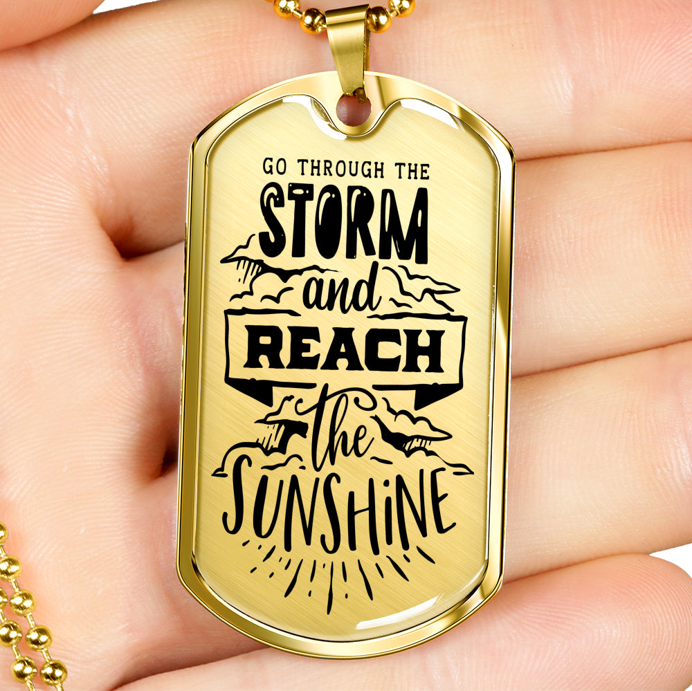 Reach The Sunshine Dog Tag Stainless Steel or 18k Gold 24" Ball Chain-Express Your Love Gifts