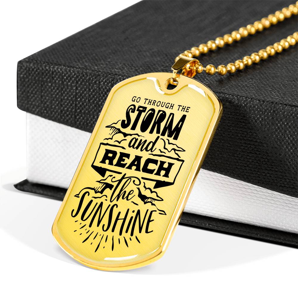 Reach The Sunshine Dog Tag Stainless Steel or 18k Gold 24" Ball Chain-Express Your Love Gifts