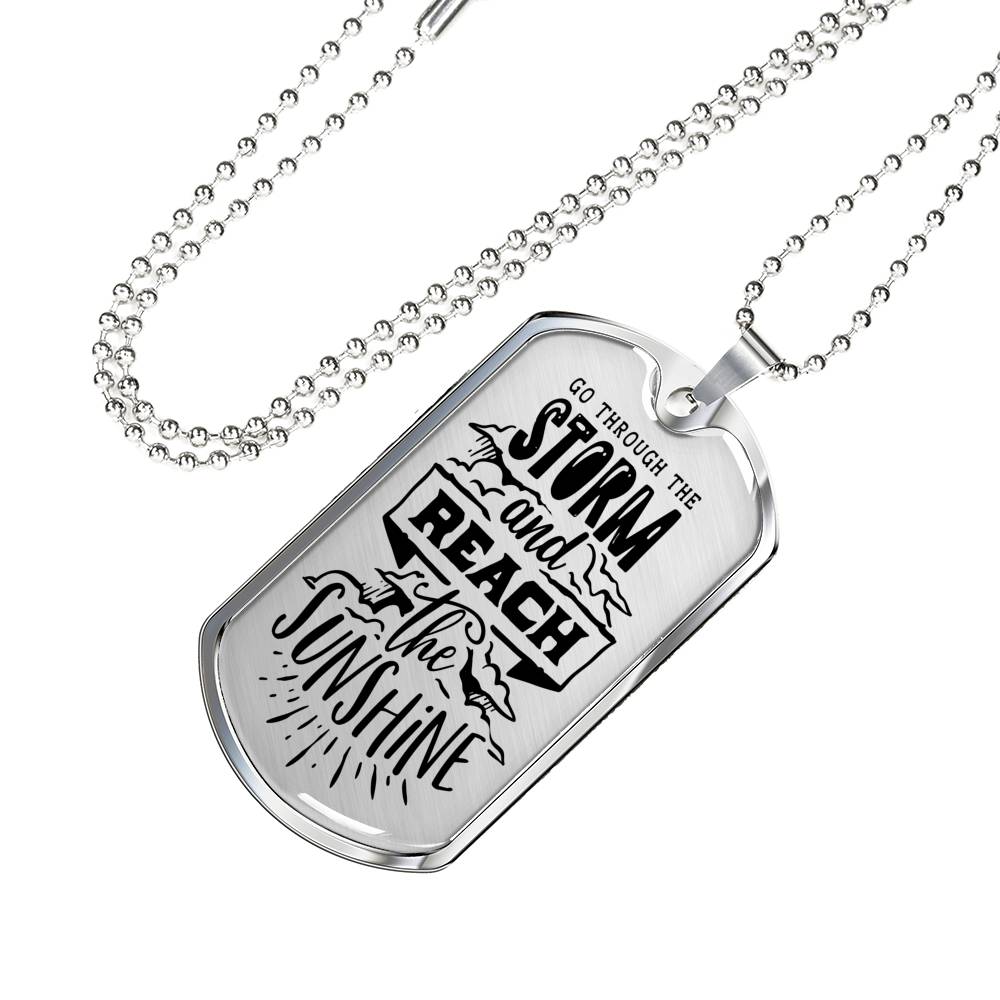 Reach The Sunshine Dog Tag Stainless Steel or 18k Gold 24" Ball Chain-Express Your Love Gifts