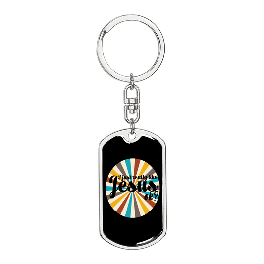 Really Like Jesus Keychain Stainless Steel or 18k Gold Dog Tag Keyring-Express Your Love Gifts