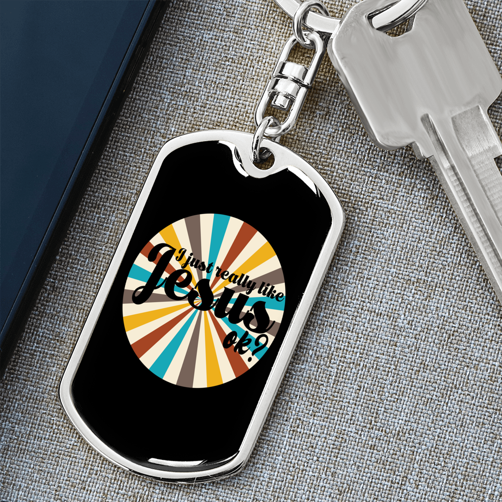 Really Like Jesus Keychain Stainless Steel or 18k Gold Dog Tag Keyring-Express Your Love Gifts
