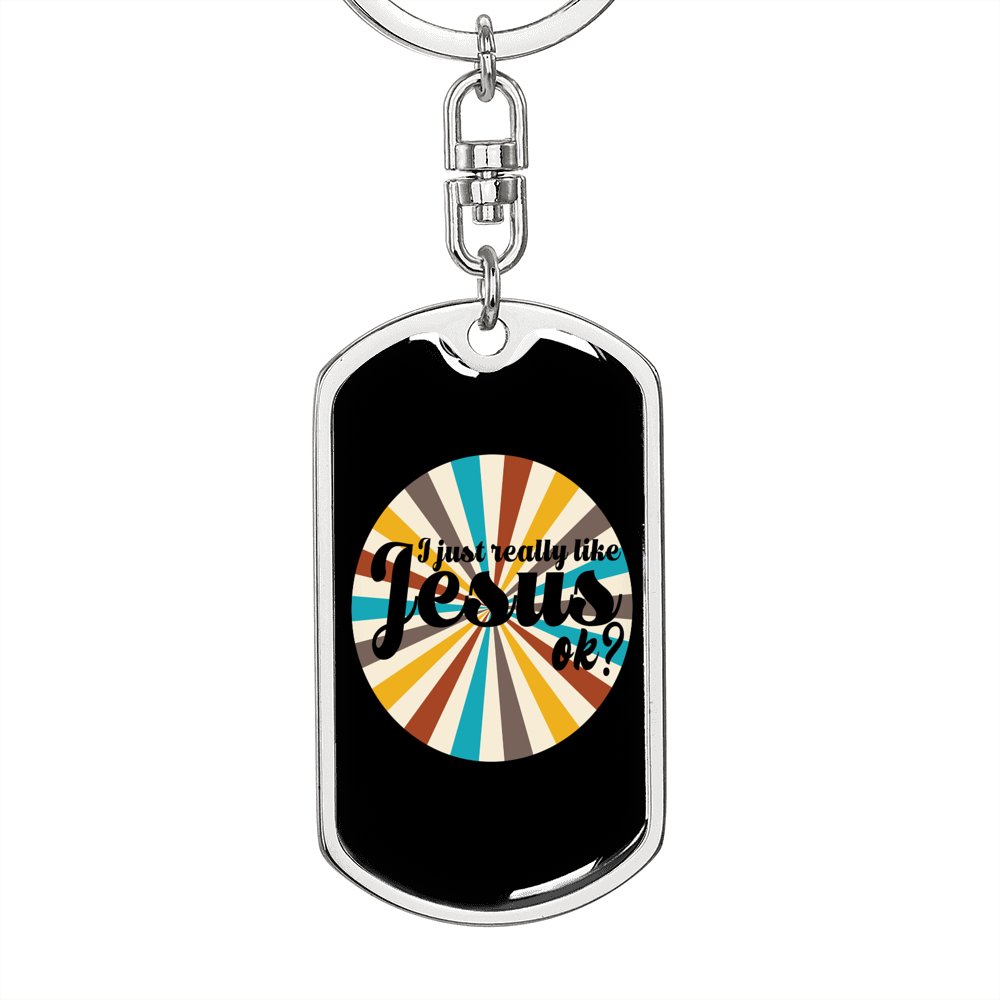 Really Like Jesus Keychain Stainless Steel or 18k Gold Dog Tag Keyring-Express Your Love Gifts