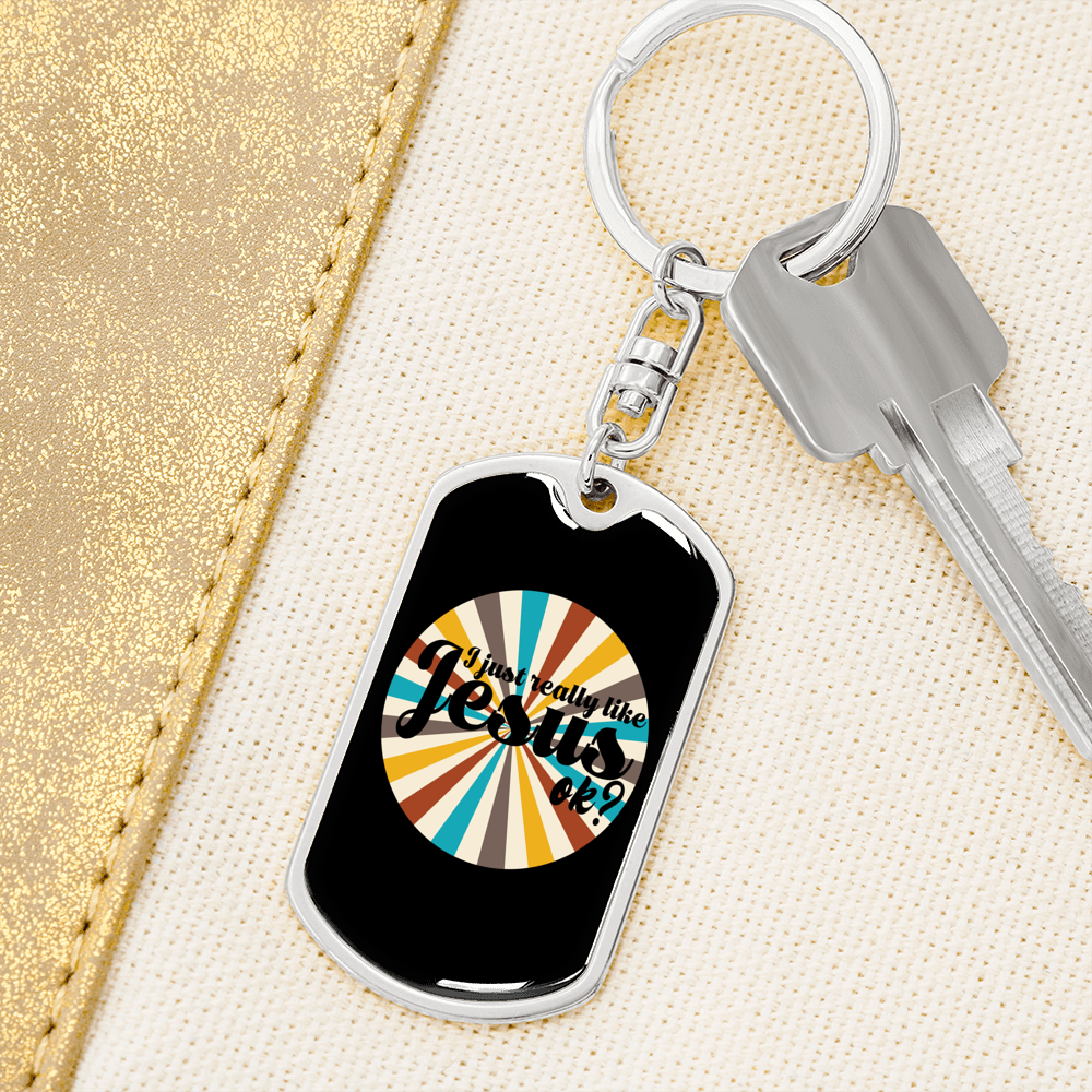 Really Like Jesus Keychain Stainless Steel or 18k Gold Dog Tag Keyring-Express Your Love Gifts