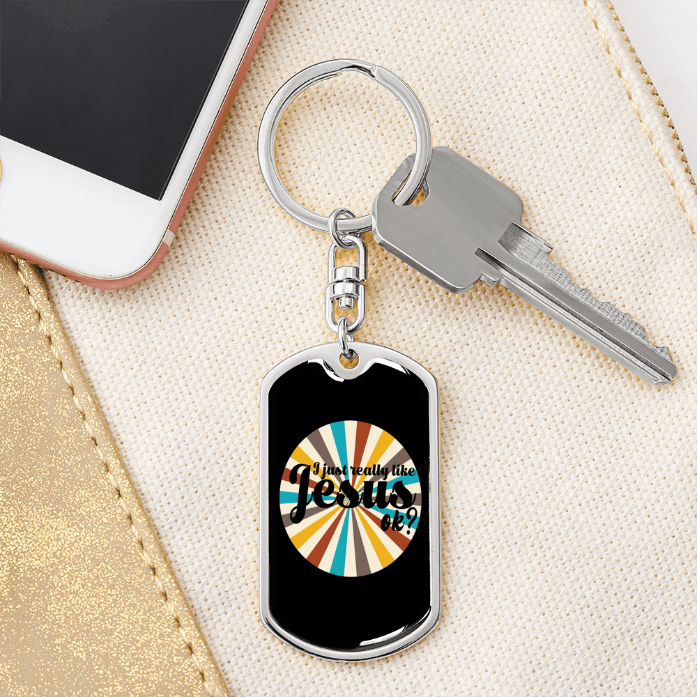 Really Like Jesus Keychain Stainless Steel or 18k Gold Dog Tag Keyring-Express Your Love Gifts