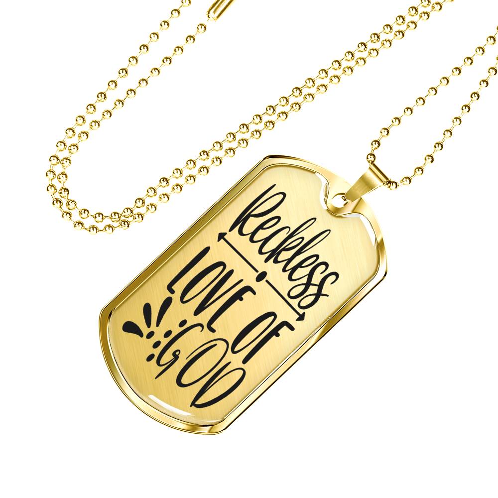 Reckless Love Of God Necklace Stainless Steel or 18k Gold Dog Tag 24" Chain-Express Your Love Gifts
