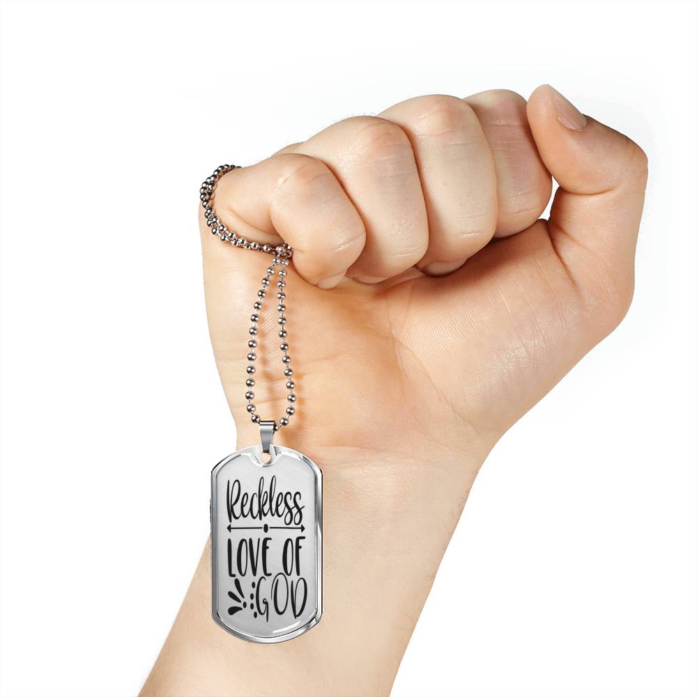 Reckless Love Of God Necklace Stainless Steel or 18k Gold Dog Tag 24" Chain-Express Your Love Gifts