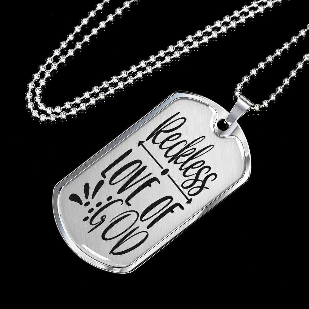 Reckless Love Of God Necklace Stainless Steel or 18k Gold Dog Tag 24" Chain-Express Your Love Gifts