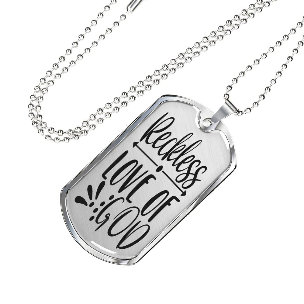 Reckless Love Of God Necklace Stainless Steel or 18k Gold Dog Tag 24" Chain-Express Your Love Gifts