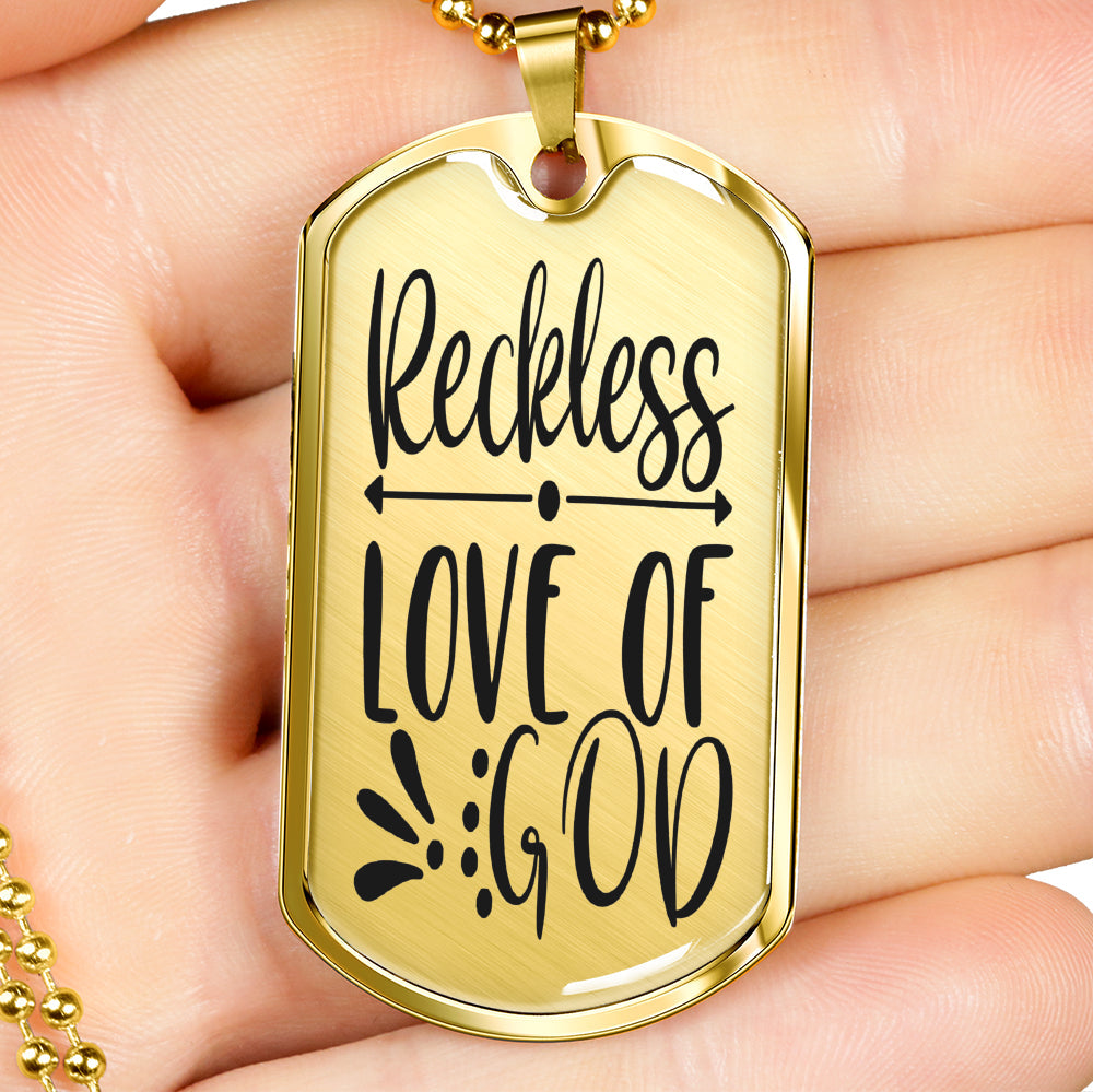 Reckless Love Of God Necklace Stainless Steel or 18k Gold Dog Tag 24" Chain-Express Your Love Gifts