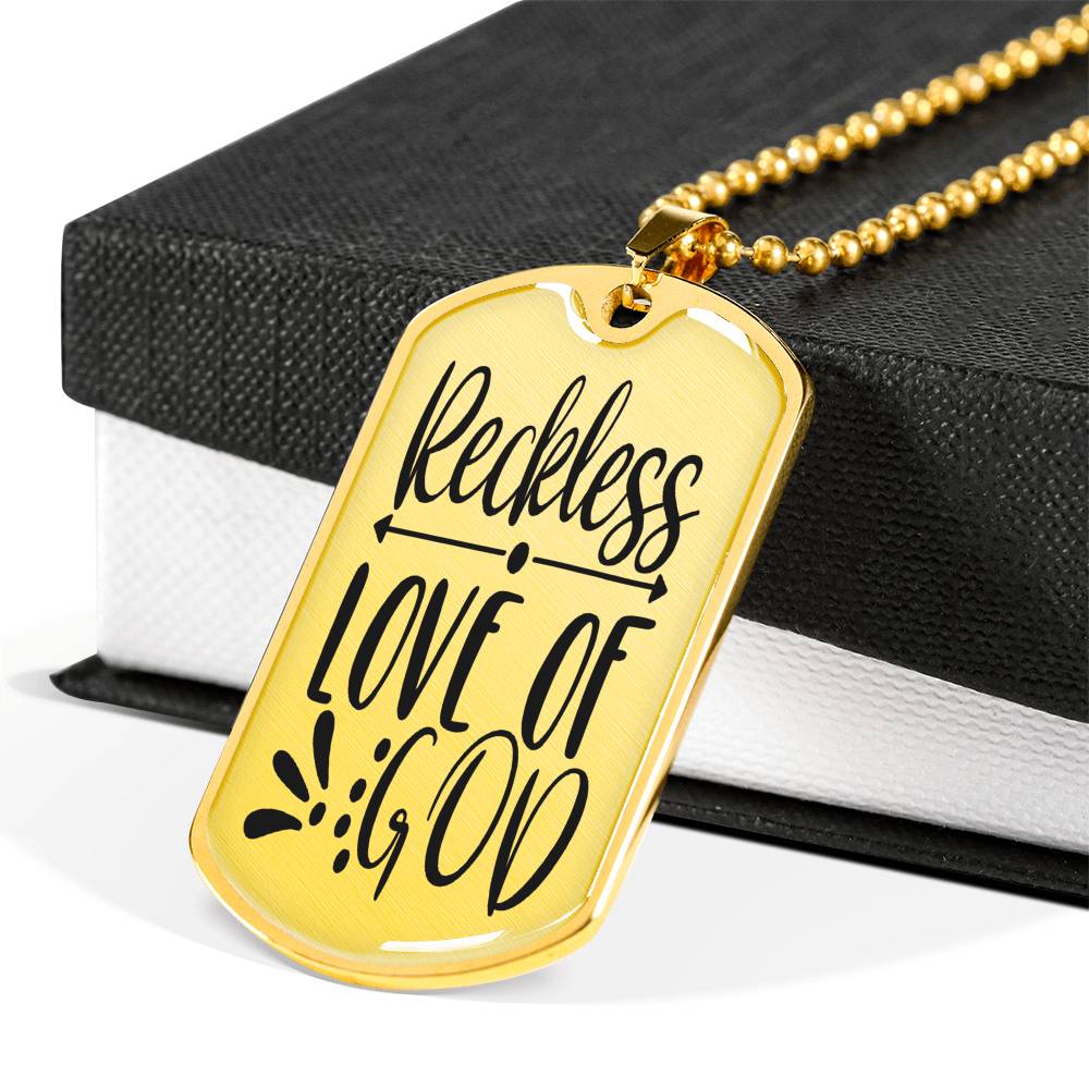 Reckless Love Of God Necklace Stainless Steel or 18k Gold Dog Tag 24" Chain-Express Your Love Gifts