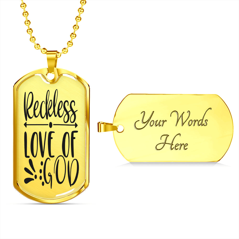 Reckless Love Of God Necklace Stainless Steel or 18k Gold Dog Tag 24" Chain-Express Your Love Gifts