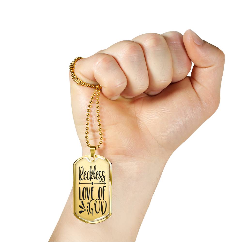 Reckless Love Of God Necklace Stainless Steel or 18k Gold Dog Tag 24" Chain-Express Your Love Gifts