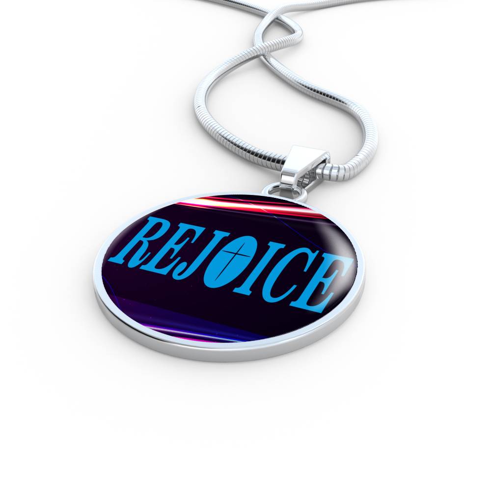 Rejoice Philippians Verse Stainless Steel or 18k Gold Circle Necklace 18-22"-Express Your Love Gifts