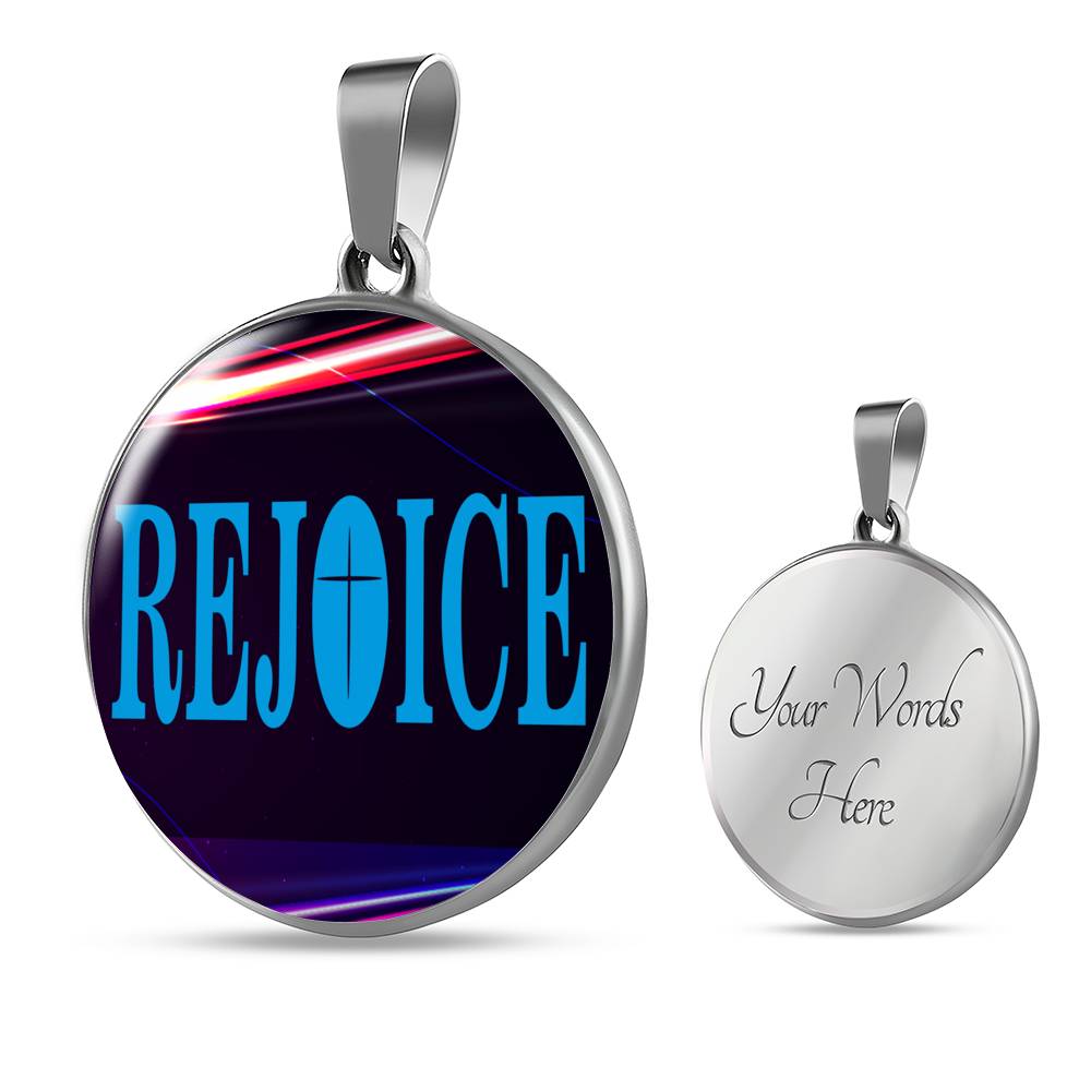 Rejoice Philippians Verse Stainless Steel or 18k Gold Circle Necklace 18-22"-Express Your Love Gifts