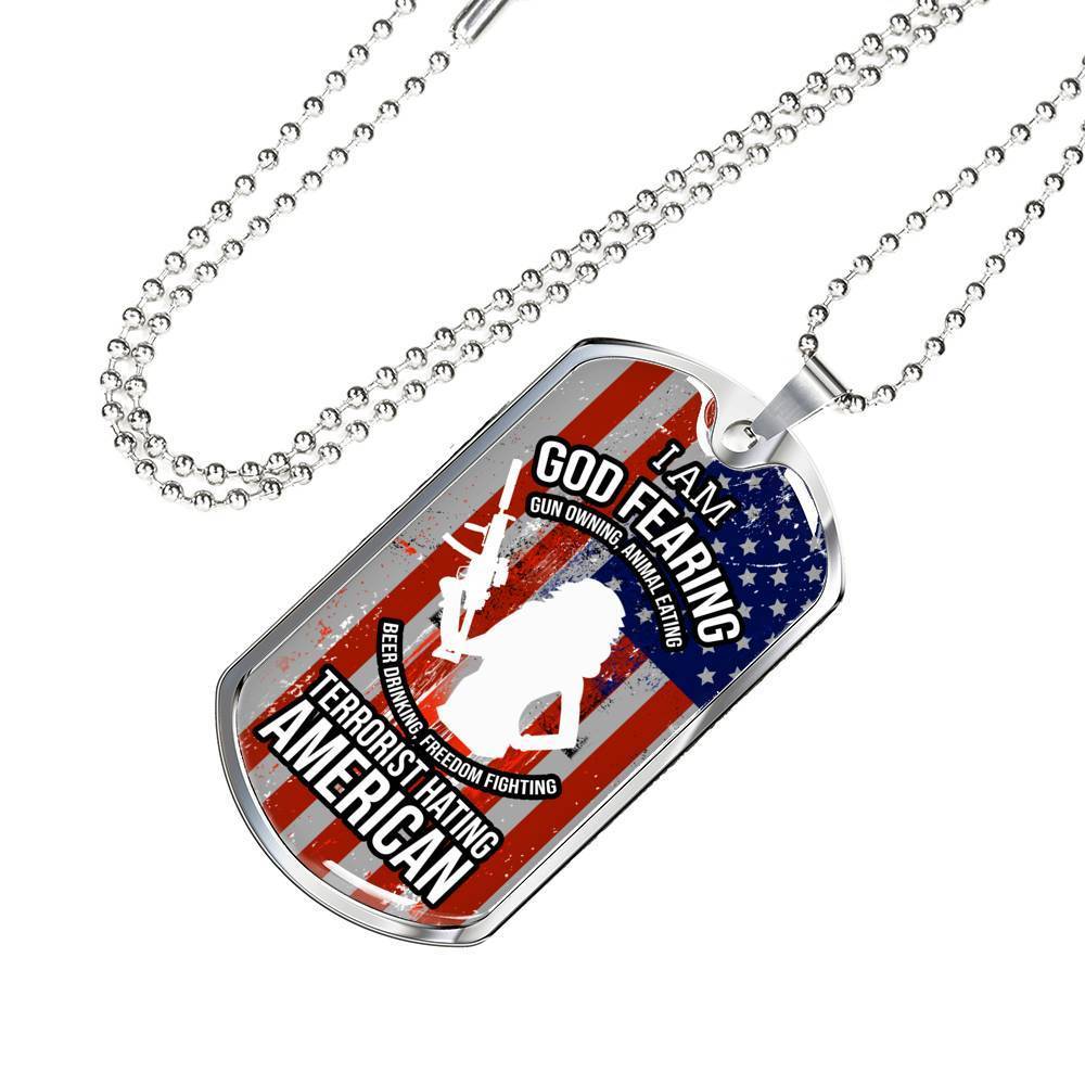 Right To Bear Arms Dog Tag Necklace Stainless Steel or 18k Gold 24" Chain 2Nd Amendment Jewelry-Express Your Love Gifts