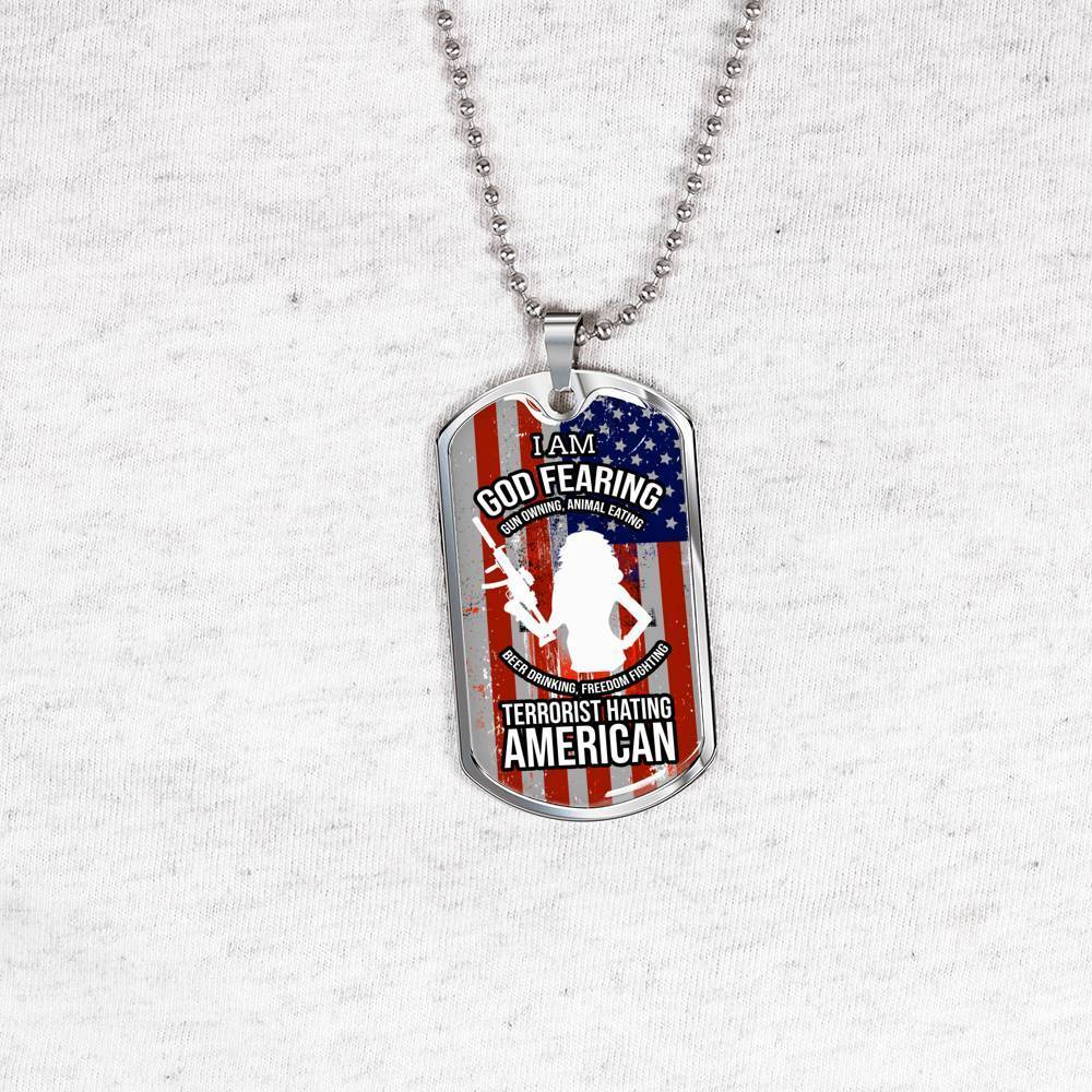 Right To Bear Arms Dog Tag Necklace Stainless Steel or 18k Gold 24" Chain 2Nd Amendment Jewelry-Express Your Love Gifts