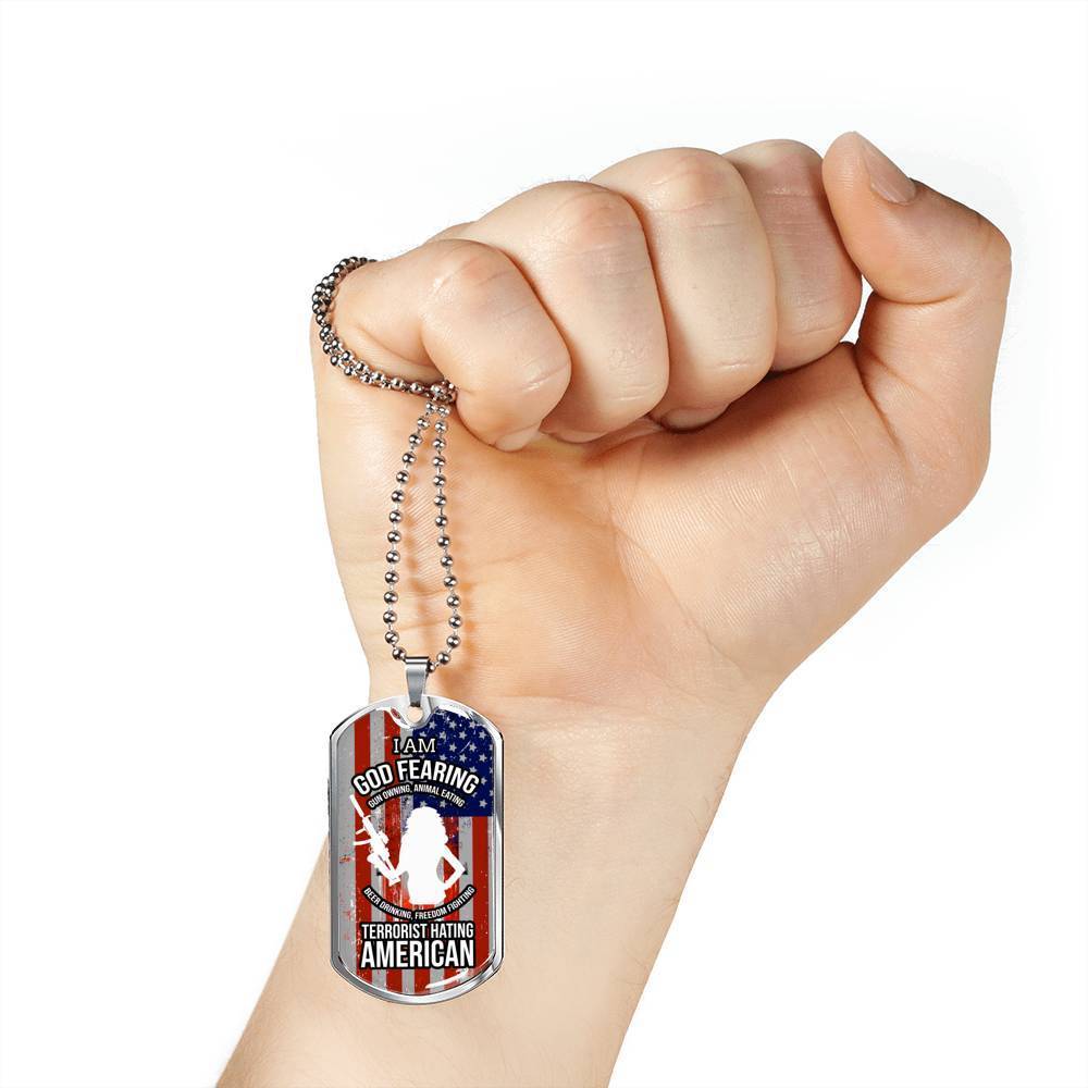 Right To Bear Arms Dog Tag Necklace Stainless Steel or 18k Gold 24" Chain 2Nd Amendment Jewelry-Express Your Love Gifts