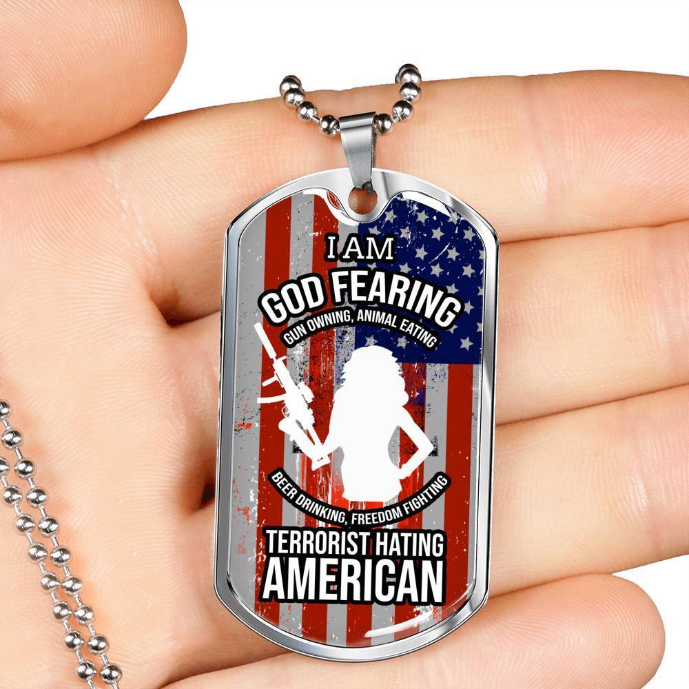 Right To Bear Arms Dog Tag Necklace Stainless Steel or 18k Gold 24" Chain 2Nd Amendment Jewelry-Express Your Love Gifts
