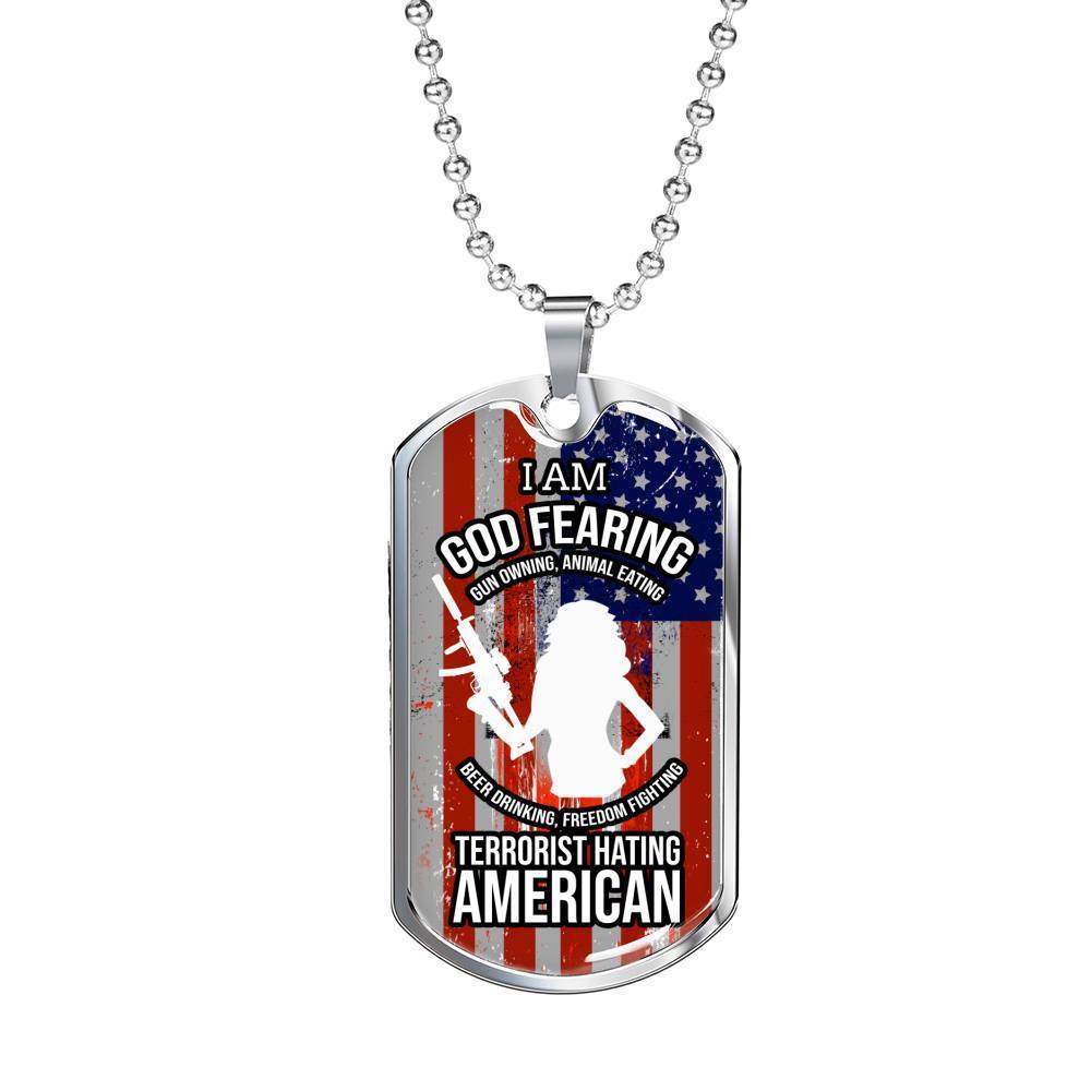 Right To Bear Arms Dog Tag Necklace Stainless Steel or 18k Gold 24" Chain 2Nd Amendment Jewelry-Express Your Love Gifts