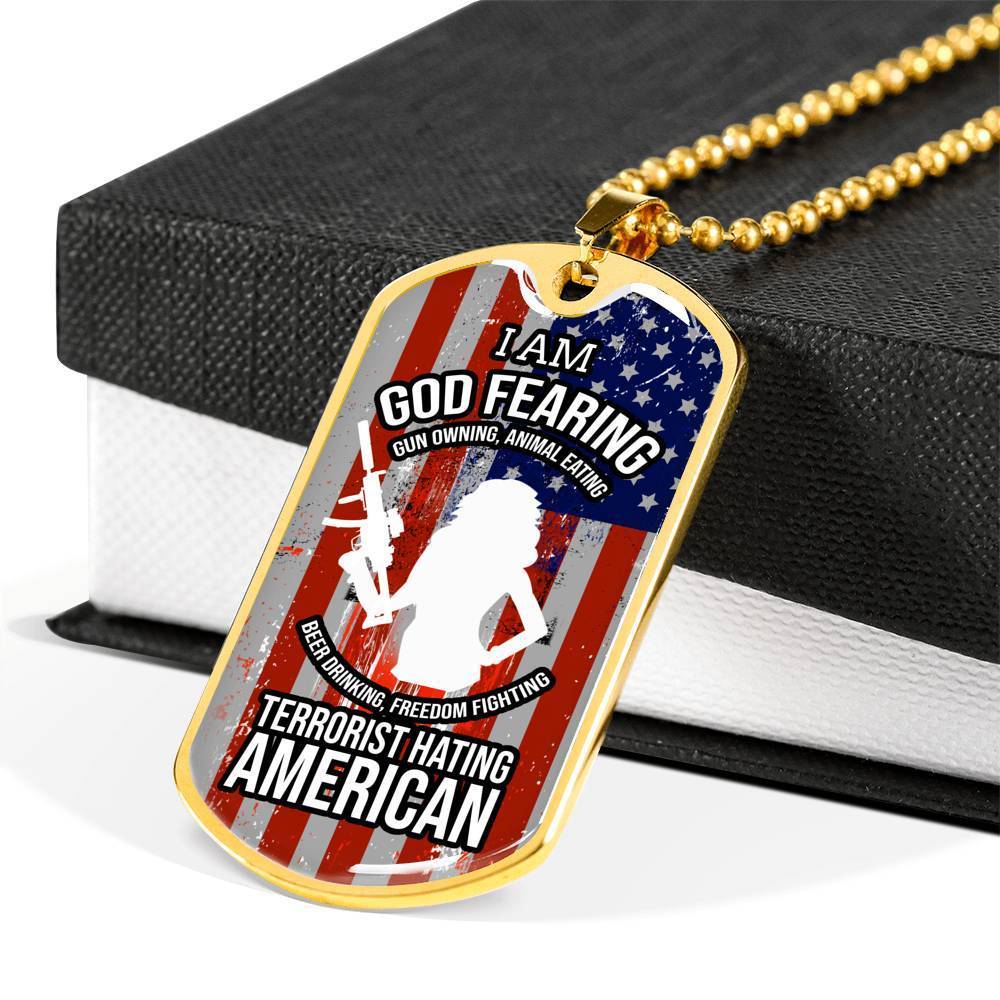 Right To Bear Arms Dog Tag Necklace Stainless Steel or 18k Gold 24" Chain 2Nd Amendment Jewelry-Express Your Love Gifts