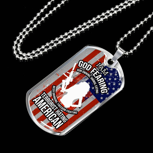Right To Bear Arms Dog Tag Necklace Stainless Steel or 18k Gold w 24" Chain 2nd Amendment jewelry