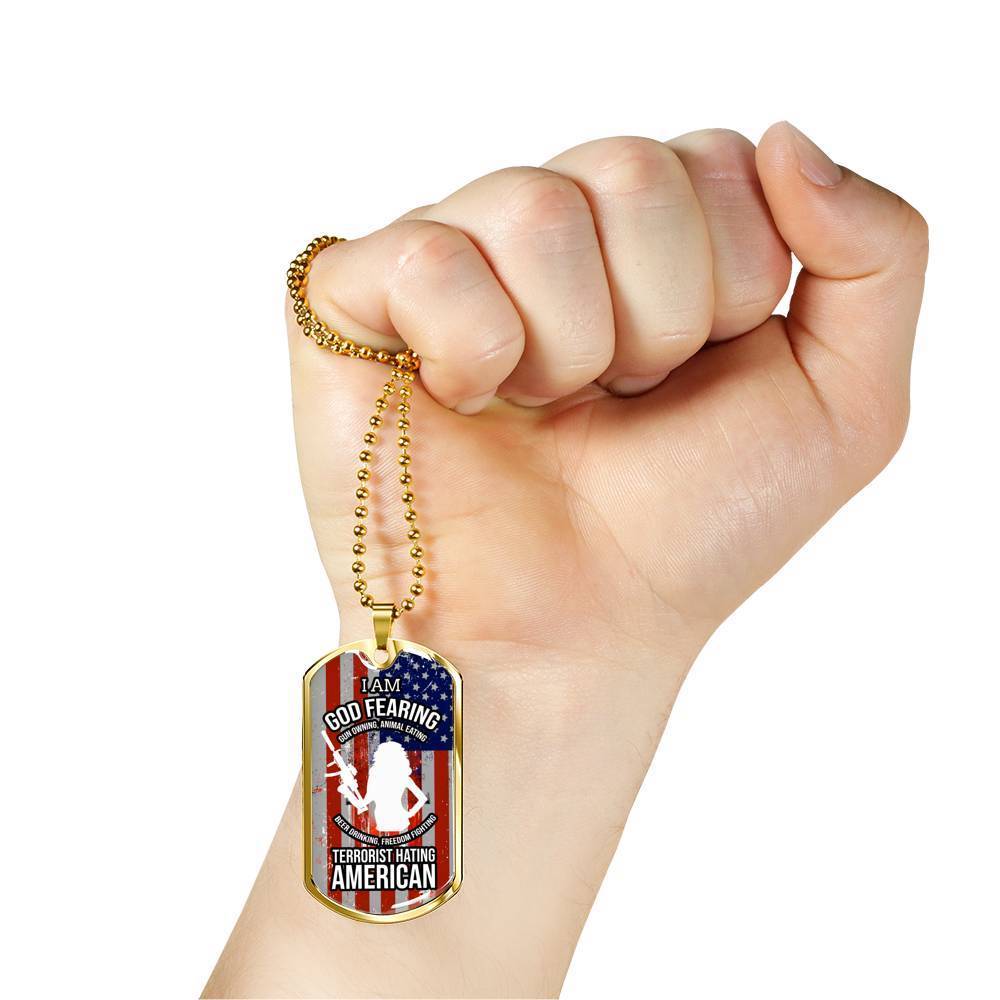 Right To Bear Arms Dog Tag Necklace Stainless Steel or 18k Gold 24" Chain 2Nd Amendment Jewelry-Express Your Love Gifts
