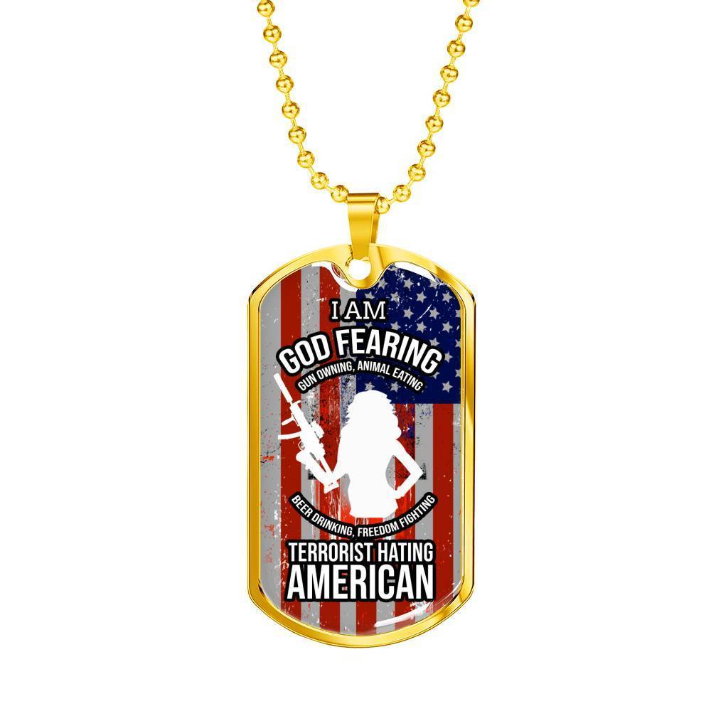 Right To Bear Arms Dog Tag Necklace Stainless Steel or 18k Gold 24" Chain 2Nd Amendment Jewelry-Express Your Love Gifts