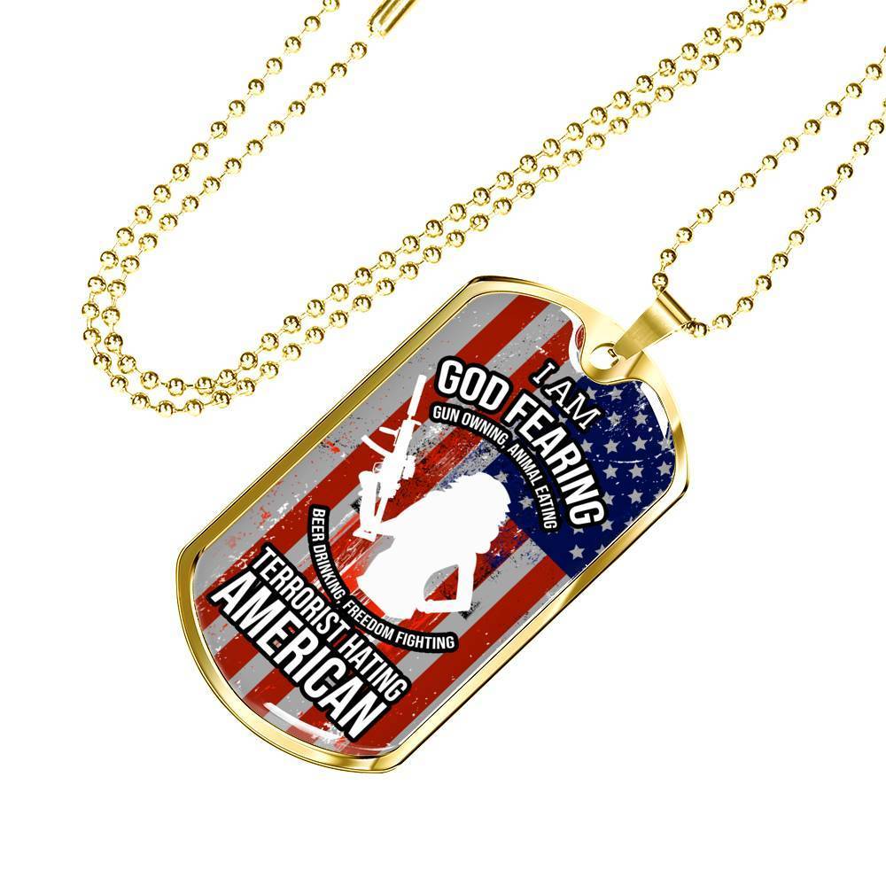 Right To Bear Arms Dog Tag Necklace Stainless Steel or 18k Gold 24" Chain 2Nd Amendment Jewelry-Express Your Love Gifts
