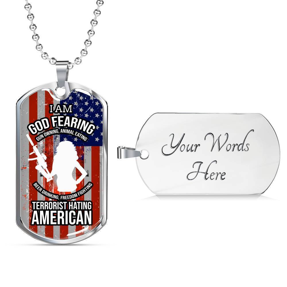 Right To Bear Arms Dog Tag Necklace Stainless Steel or 18k Gold 24" Chain 2Nd Amendment Jewelry-Express Your Love Gifts