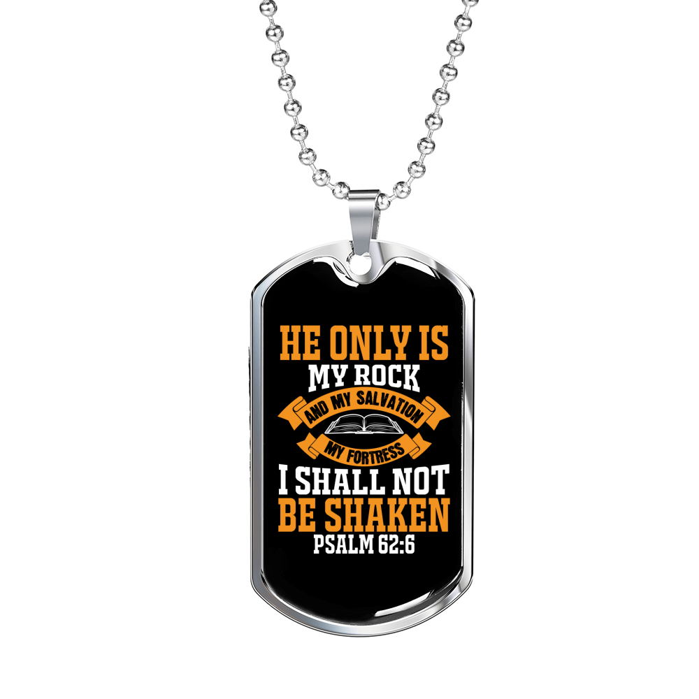Rock And Fortress Christian Necklace Stainless Steel or 18k Gold Dog Tag 24" Chain-Express Your Love Gifts
