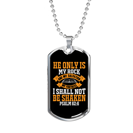 Rock And Fortress Christian Necklace Stainless Steel or 18k Gold Dog Tag 24" Chain-Express Your Love Gifts