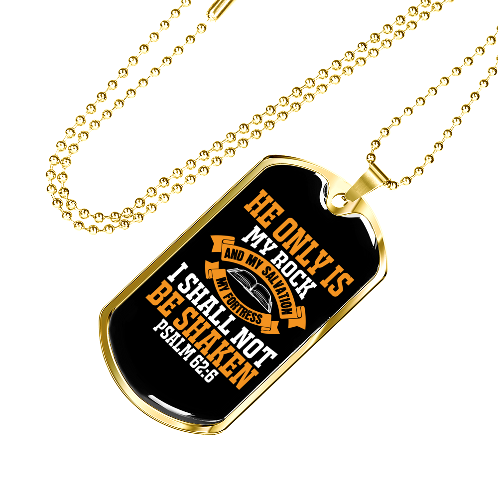 Rock And Fortress Christian Necklace Stainless Steel or 18k Gold Dog Tag 24" Chain-Express Your Love Gifts