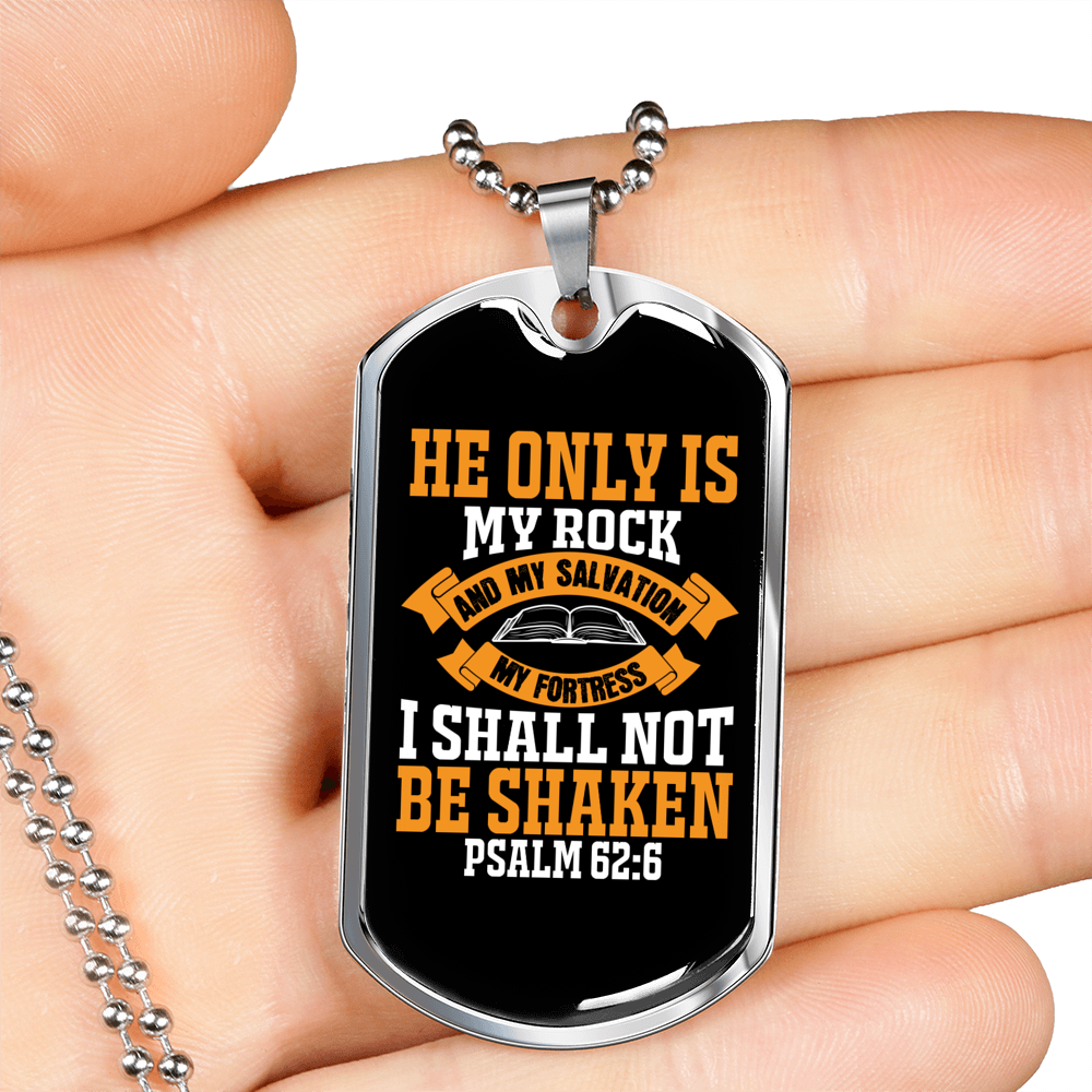 Rock And Fortress Christian Necklace Stainless Steel or 18k Gold Dog Tag 24" Chain-Express Your Love Gifts
