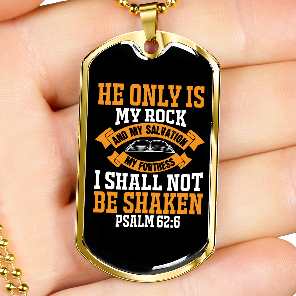 Rock And Fortress Christian Necklace Stainless Steel or 18k Gold Dog Tag 24" Chain-Express Your Love Gifts
