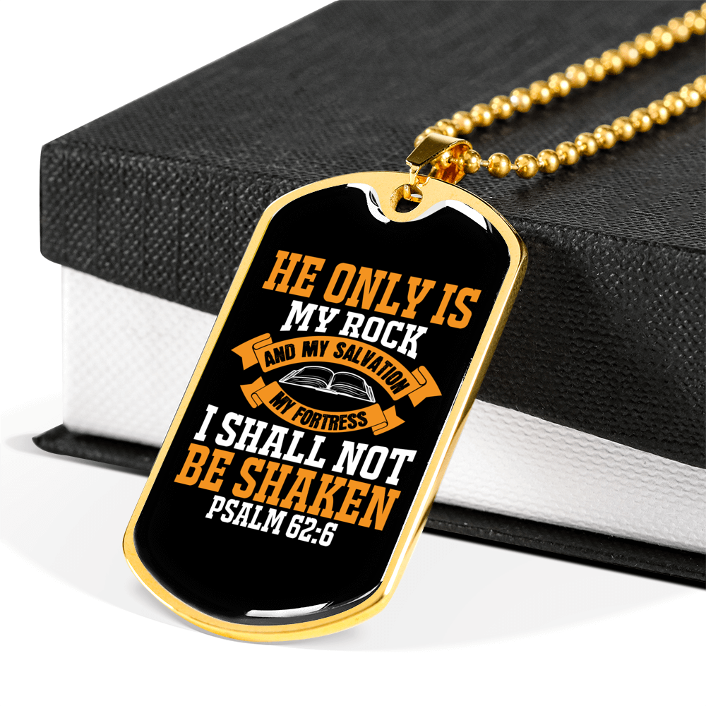 Rock And Fortress Christian Necklace Stainless Steel or 18k Gold Dog Tag 24" Chain-Express Your Love Gifts