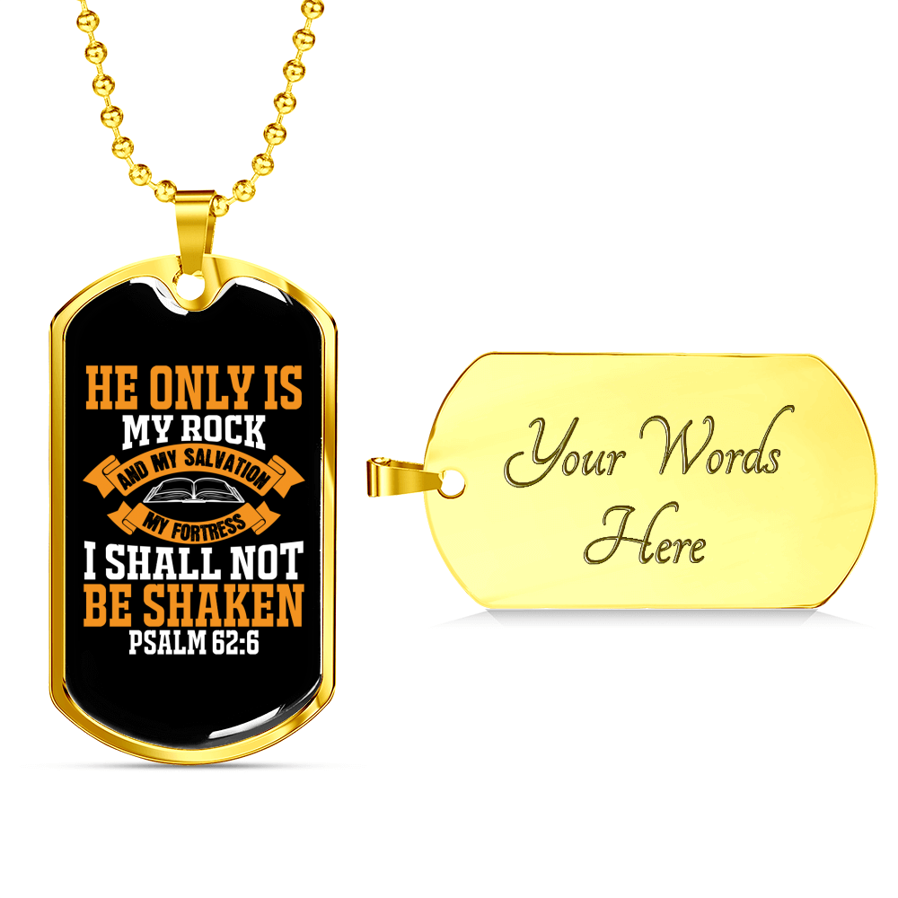 Rock And Fortress Christian Necklace Stainless Steel or 18k Gold Dog Tag 24" Chain-Express Your Love Gifts
