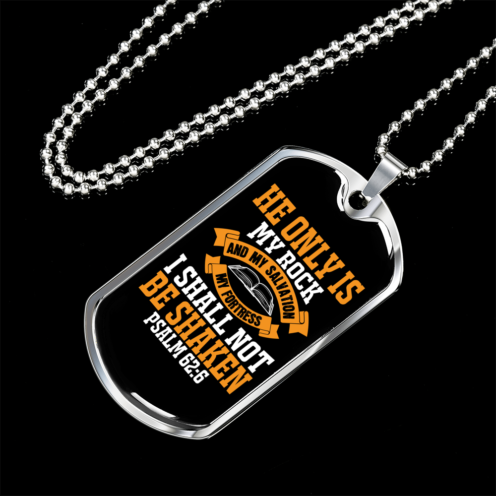 Rock And Fortress Christian Necklace Stainless Steel or 18k Gold Dog Tag 24" Chain-Express Your Love Gifts