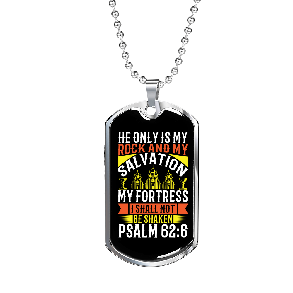 Rock And My Salvation Christian Necklace Stainless Steel or 18k Gold Dog Tag 24" Chain-Express Your Love Gifts