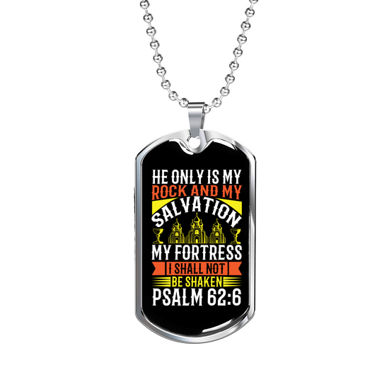 Rock And My Salvation Christian Necklace Stainless Steel or 18k Gold Dog Tag 24" Chain-Express Your Love Gifts