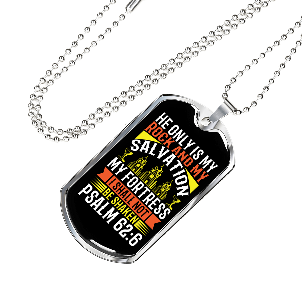 Rock And My Salvation Christian Necklace Stainless Steel or 18k Gold Dog Tag 24" Chain-Express Your Love Gifts