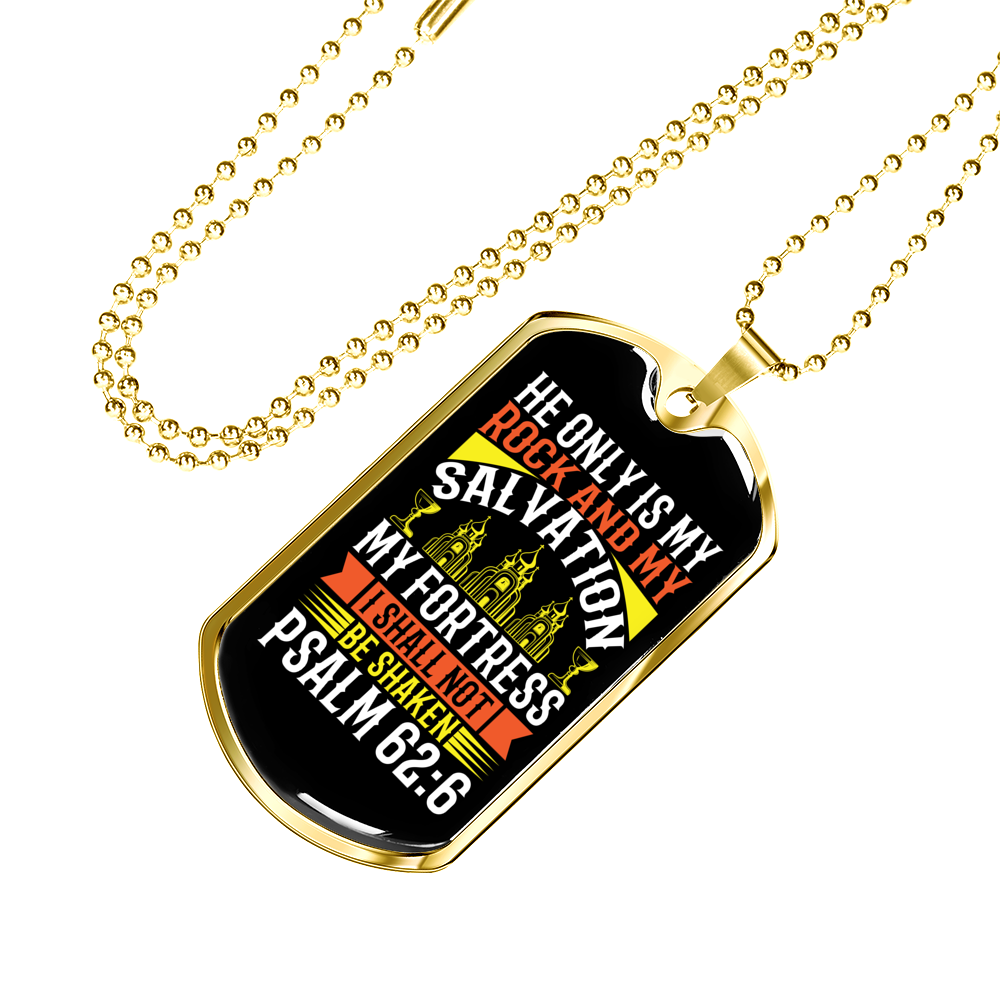 Rock And My Salvation Christian Necklace Stainless Steel or 18k Gold Dog Tag 24" Chain-Express Your Love Gifts