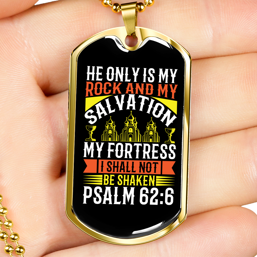 Rock And My Salvation Christian Necklace Stainless Steel or 18k Gold Dog Tag 24" Chain-Express Your Love Gifts