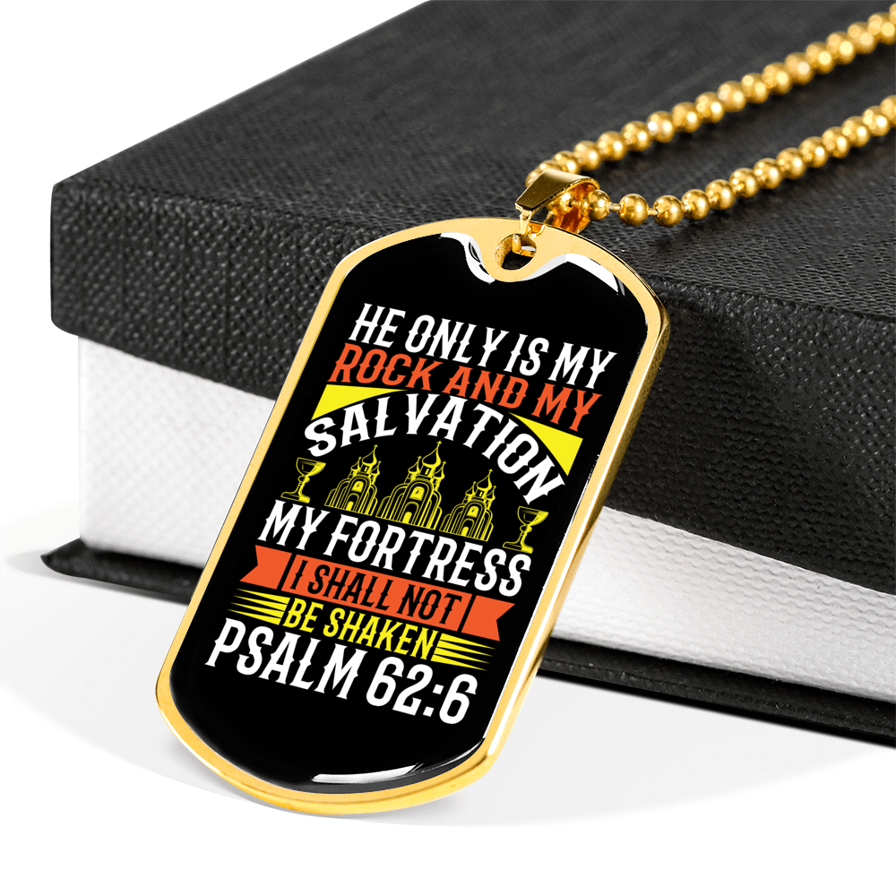 Rock And My Salvation Christian Necklace Stainless Steel or 18k Gold Dog Tag 24" Chain-Express Your Love Gifts