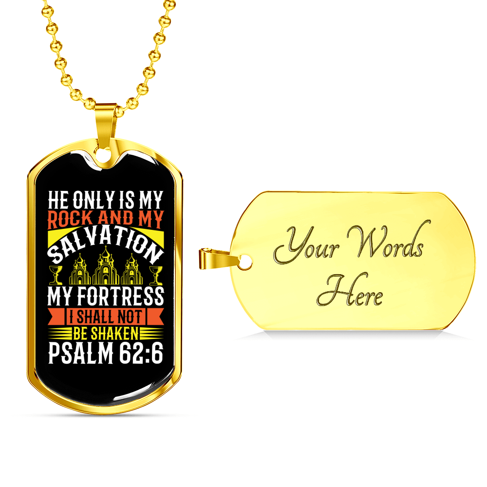 Rock And My Salvation Christian Necklace Stainless Steel or 18k Gold Dog Tag 24" Chain-Express Your Love Gifts