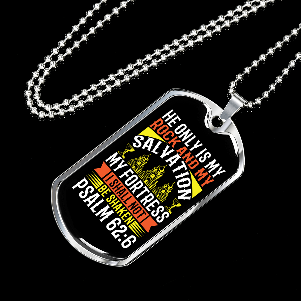 Rock And My Salvation Christian Necklace Stainless Steel or 18k Gold Dog Tag 24" Chain-Express Your Love Gifts
